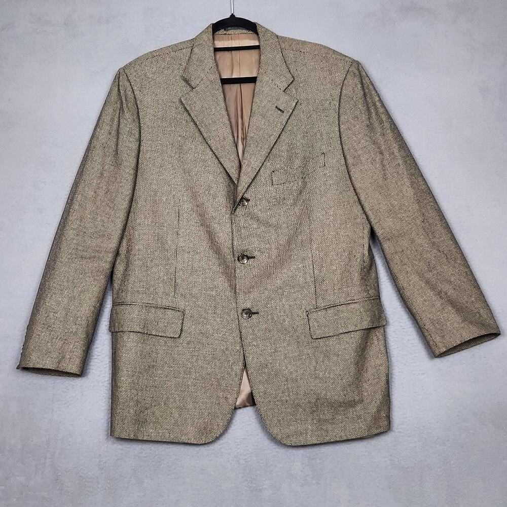 Corneliani Blazer Mens 54 44R Wool Silk Herringbone Classic Jacket Made in Italy